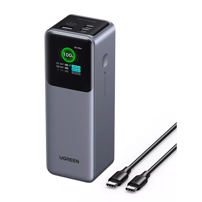 Ugreen 25000mAh 200W greito įkrovimo išorinė baterija, pilka