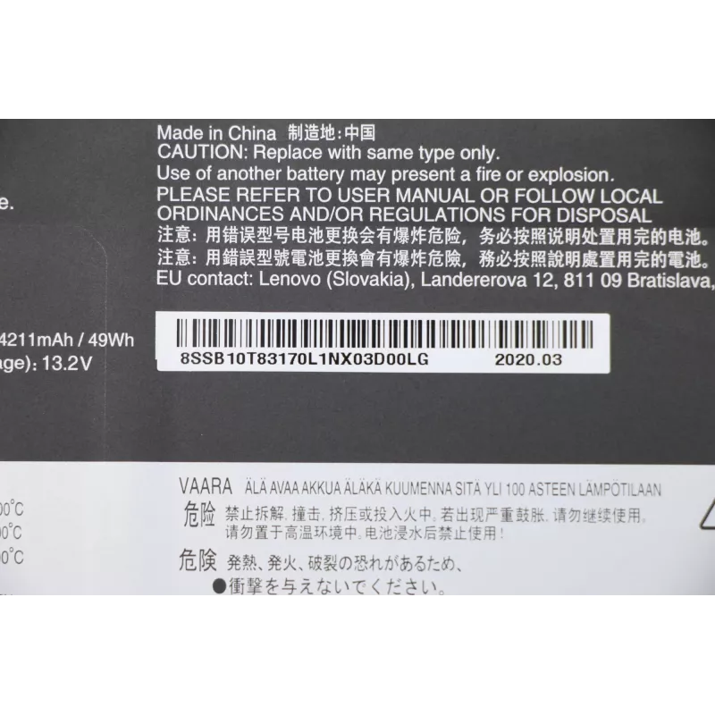 Lenovo 5B10W13927 nešiojamojo kompiuterio atsarginė dalis Baterija
