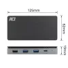 ACT USB-C 4K MST dokų stotelė 2 HDMI monitoriams, Ethernet, USB-C, 3x USB-A, PD perdavimu ir 1 metro nuimamu jungiamuoju kabeliu