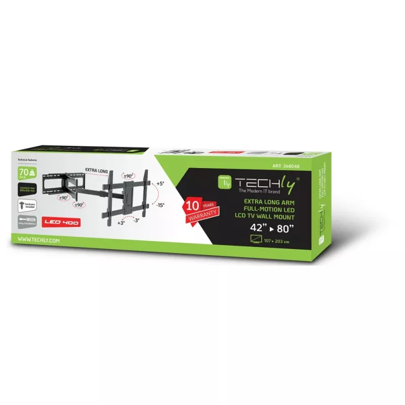 Techly ICA-PLB-721 televizoriaus laikiklis / stovas 2,03 m (80 colių) juodas