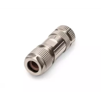 Digitus CAT 6A M12 Jack X-coded IP67 vyriškoji jungtis plokščia, sidabrinė