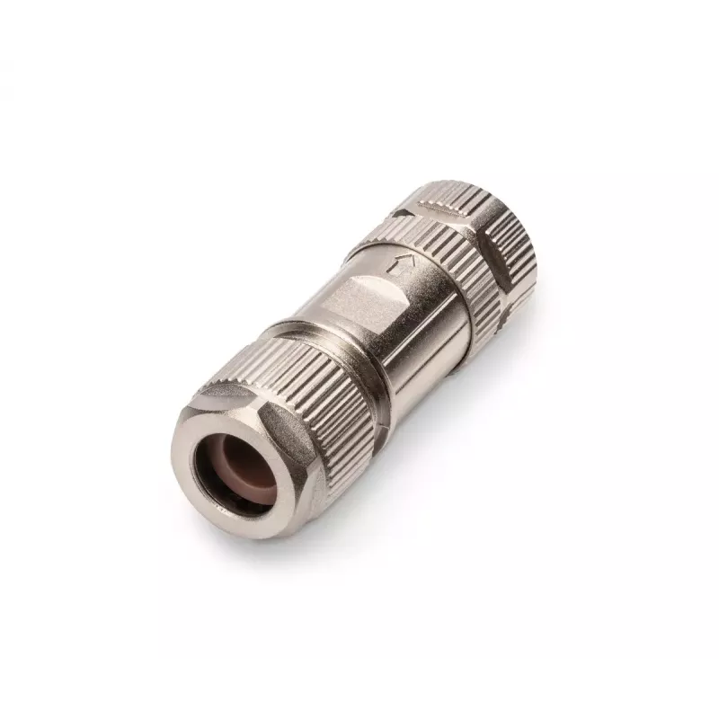 Digitus CAT 6A M12 Jack X-coded IP67 vyriškoji jungtis plokščia, sidabrinė