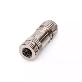 Digitus CAT 6A M12 Jack X-coded IP67 vyriškoji jungtis plokščia, sidabrinė