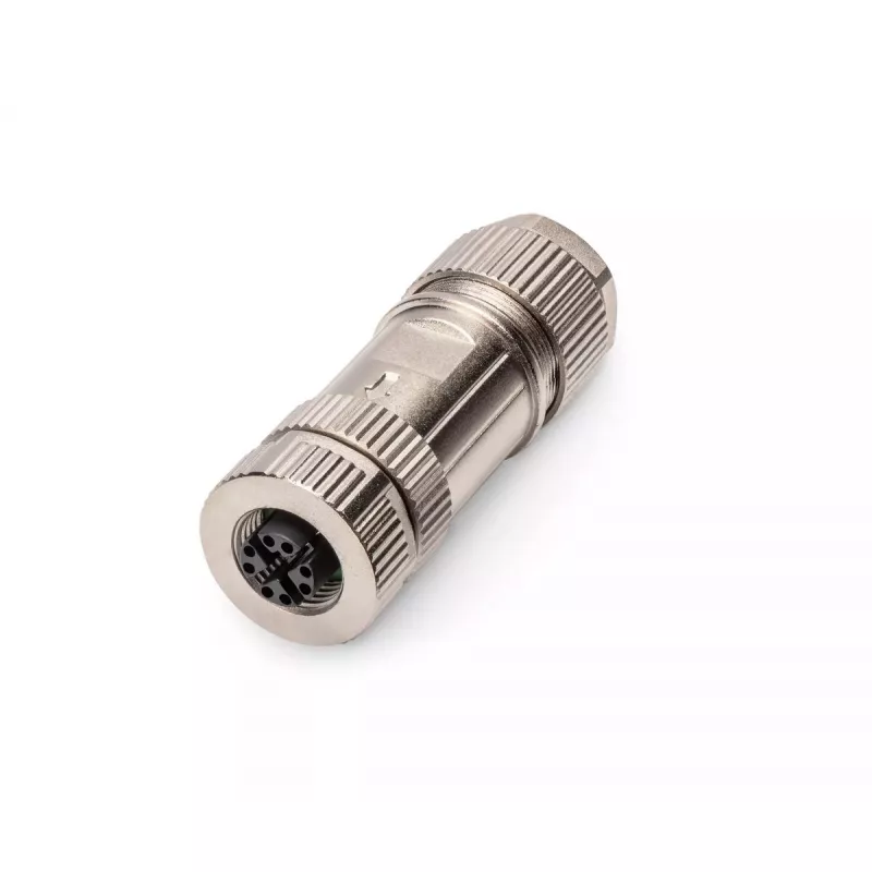 Digitus CAT 6A M12 Jack X-coded IP67 vyriškoji jungtis plokščia, sidabrinė
