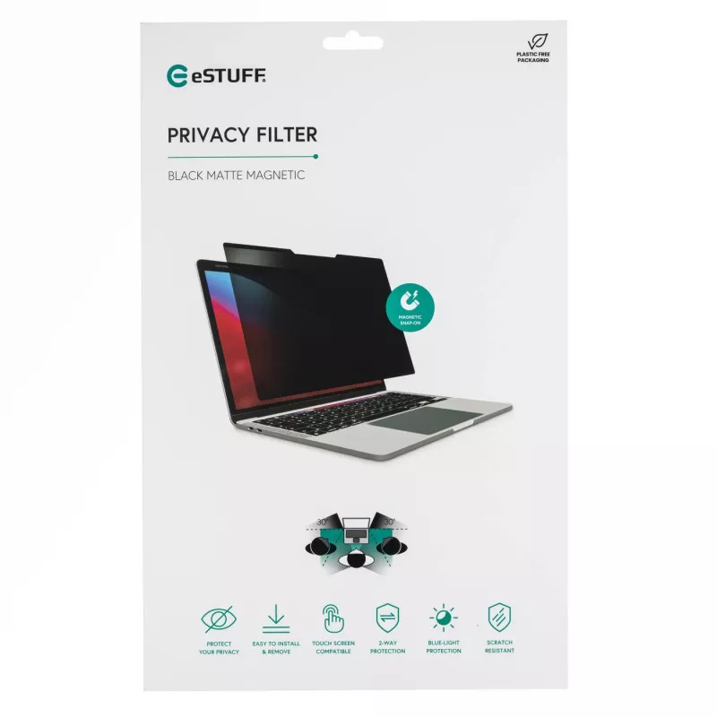eSTUFF GLBM14309198 ekrano privatumo filtras 35,6 cm (14 colių) Nešiojamajam kompiuteriui Berėmis ekrano privatumo filtras