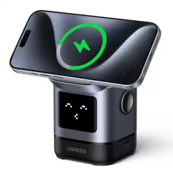 Įkroviklis UGREEN 45775 — vidaus belaidis greitasis kroviklis, universalus, 1× USB-C, juoda/pilka