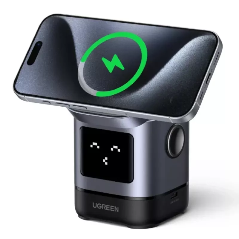 Įkroviklis UGREEN 45775 — vidaus belaidis greitasis kroviklis, universalus, 1× USB-C, juoda/pilka