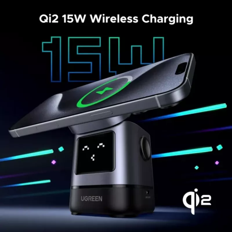 Įkroviklis UGREEN 45775 — vidaus belaidis greitasis kroviklis, universalus, 1× USB-C, juoda/pilka