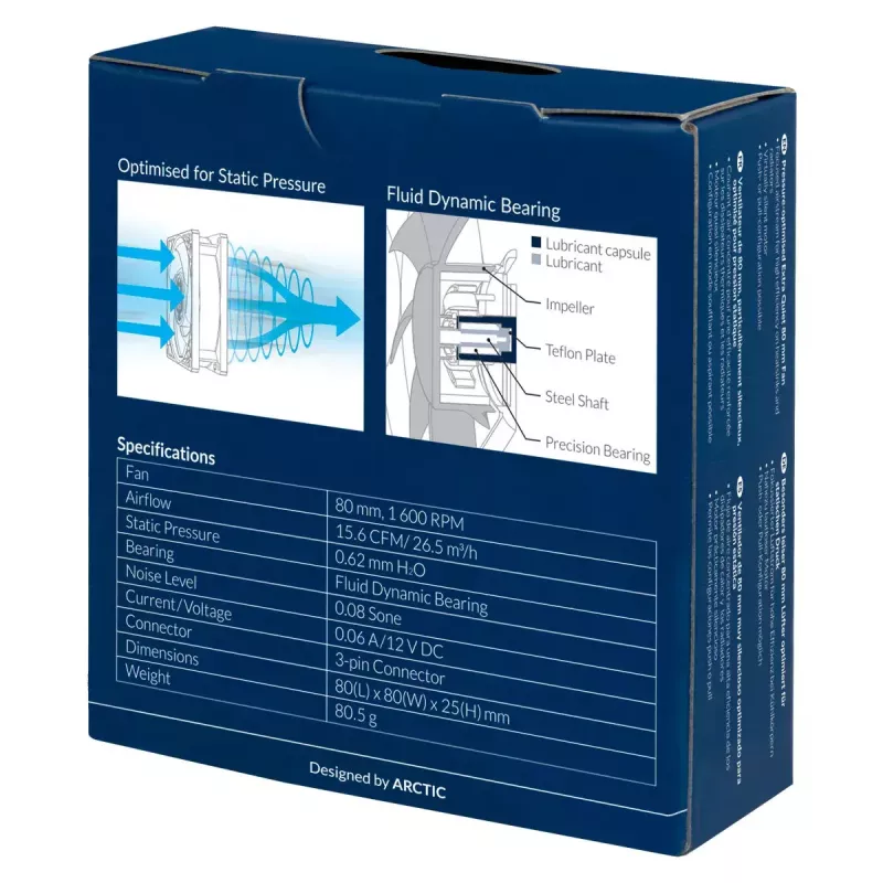ARCTIC P8 Silent – slėgiui optimizuotas itin tylus 80 mm ventiliatorius
