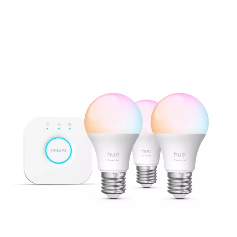 Smart lighting kit Philips Hue White and colour ambience Essential — 3× E27 išmaniosios lemputės, 806 lm, 8 W, Bluetooth/Zigbee