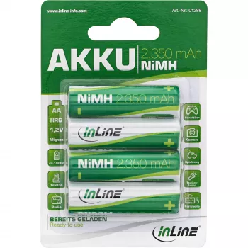 InLine NiMH įkraunama baterija, Mignon (AA), 2350 mAh, paruošta naudoti