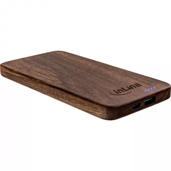 InLine woodplate, USB PowerBank 5.000mAh, su LED, riešutmedžio mediena