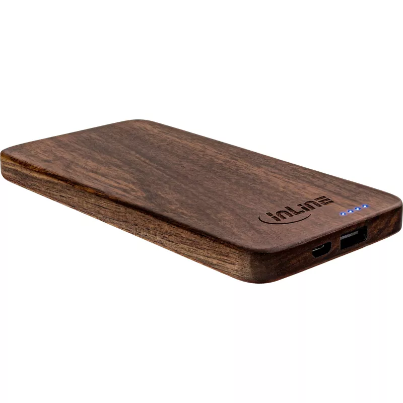 InLine woodplate, USB PowerBank 5.000mAh, su LED, riešutmedžio mediena