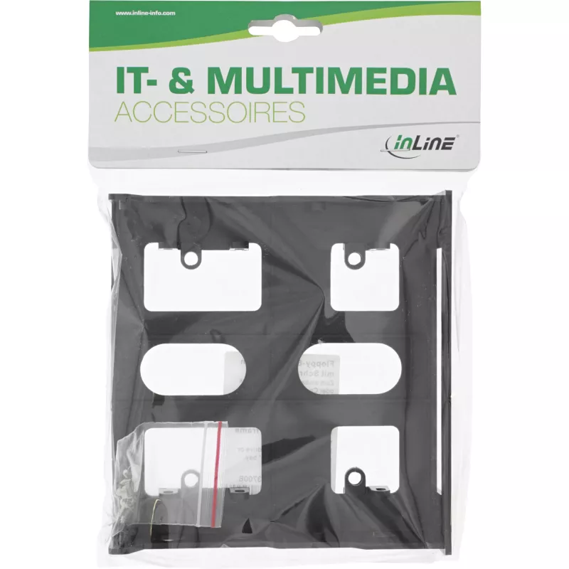 Priekinė panelė InLine 03700B Diskelių įrenginio montavimo rėmelis su varžtais, juoda