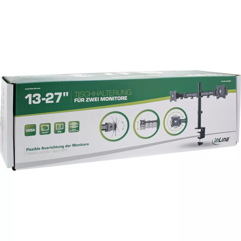 InLine stalinis laikiklis, skirtas 2x TFT/LCD/LED iki 68 cm (27 colių) maks. 2x8 kg