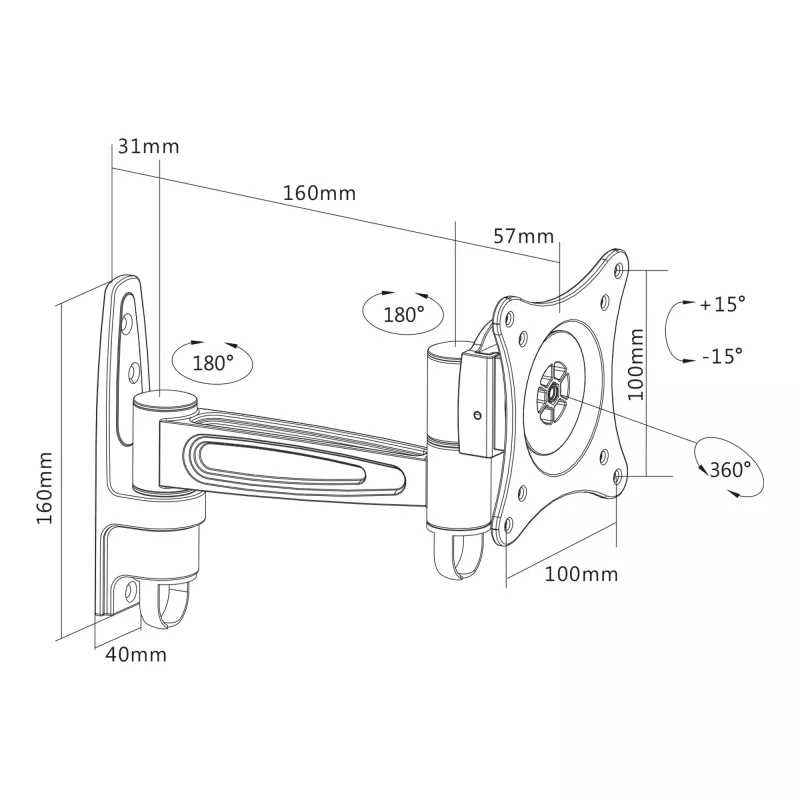 Sieninis laikiklis InLine 23106D monitoriams iki 27 colių