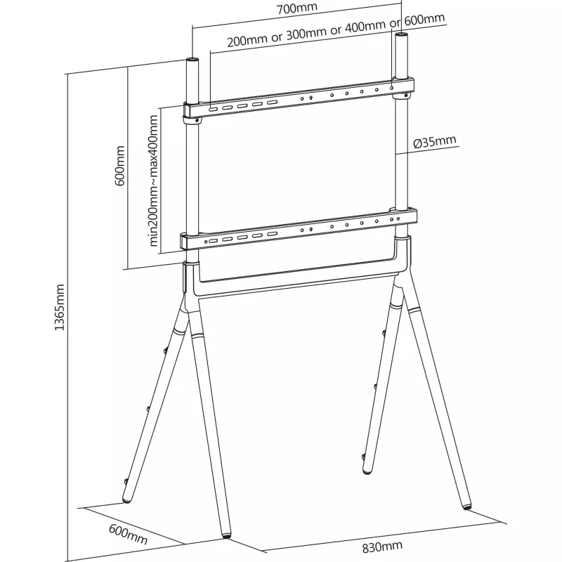 InLine woodstand Studio TV stovas, skirtas 49–70 colių (124–178 cm) ekranams, maks. 40 kg