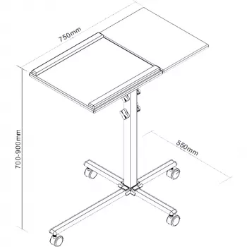 InLine vežimėlis nešiojamam kompiuteriui ir projektoriui, aukštis 70–90 cm
