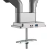 InLine stalo laikiklis su pakėlimu ir USB/garso jungtimis, 2 monitoriams iki 81 cm (32 colių) 9 kg, sidabrinis