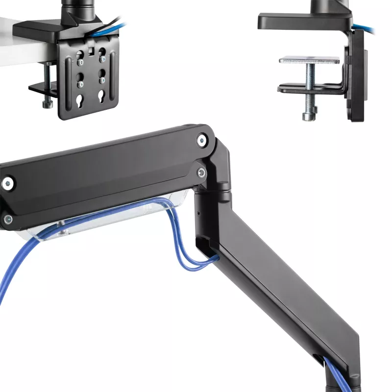 InLine stalinis laikiklis su keltuvu ir USB3.0, reguliuojamas, skirtas 3 ekranams iki 27 colių