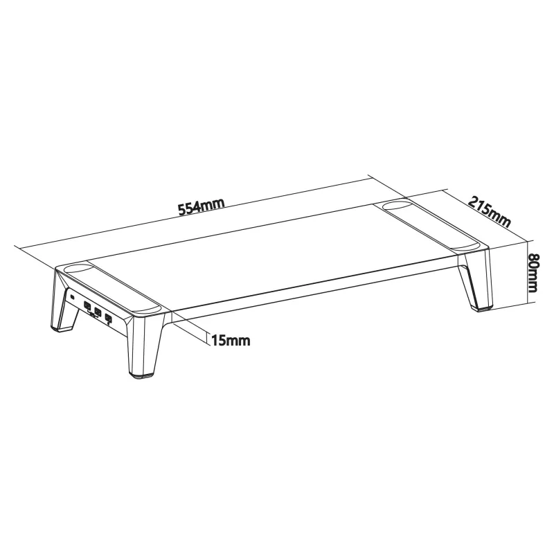 InLine Monitorius Platforma+, 2x USB 3.2 Gen1 ir QC3 įkrovimas, 80mm, maks. 15kg