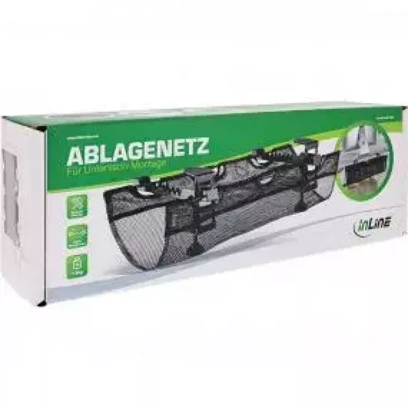 Kabelių lovelis InLine 23199B juodas po stalu tvirtinamas laikymo tinklelis 610x240x390mm