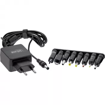 InLine universalus maitinimo šaltinis, 5V / 15W, su 8 keičiamais kištukais, Micro-USB, USB-C