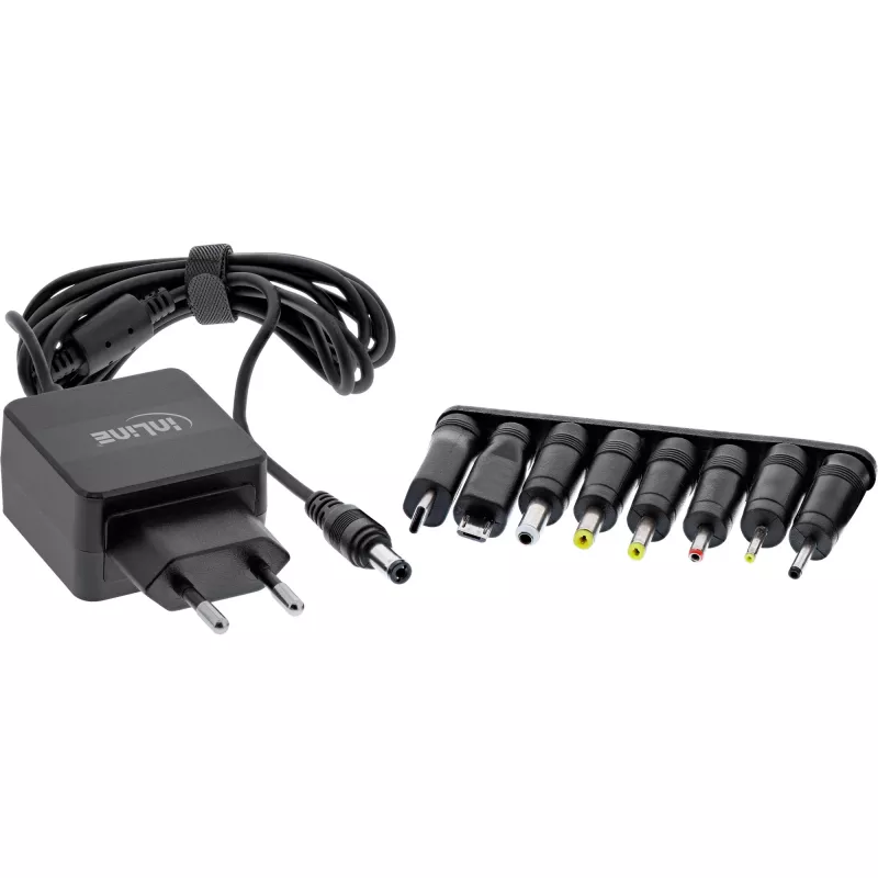 InLine universalus maitinimo šaltinis, 5V / 15W, su 8 keičiamais kištukais, Micro-USB, USB-C