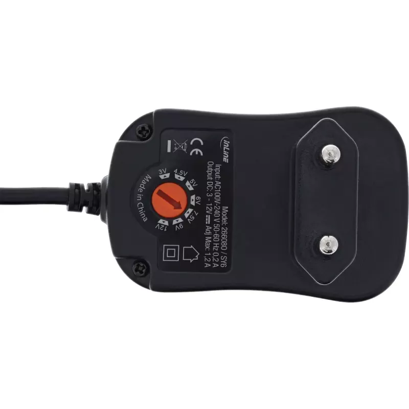 InLine universalus maitinimo šaltinis 12 W, 110–240 V į 3–12 V, maks. 1 200 mA