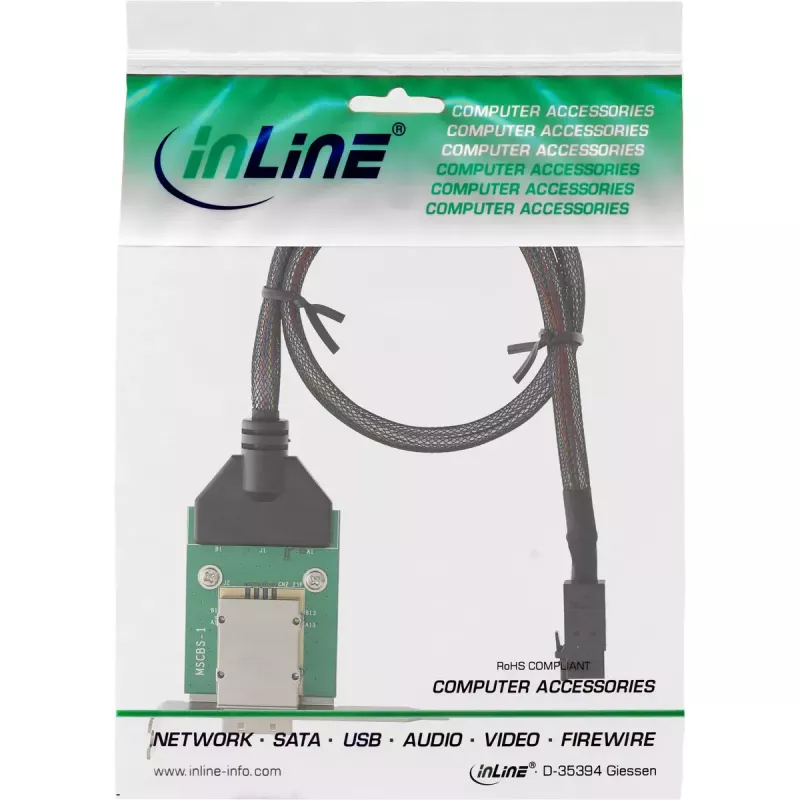 InLine SAS HD žemo profilio adapterio laikiklis išor. SFF-8088 / vid. SFF-8643 0,75 m