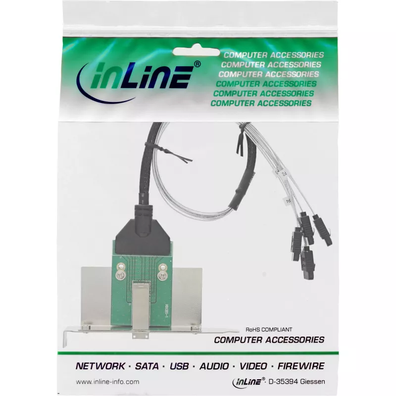SATA sąsajos plokštė InLine SFF-8644 4x SATA