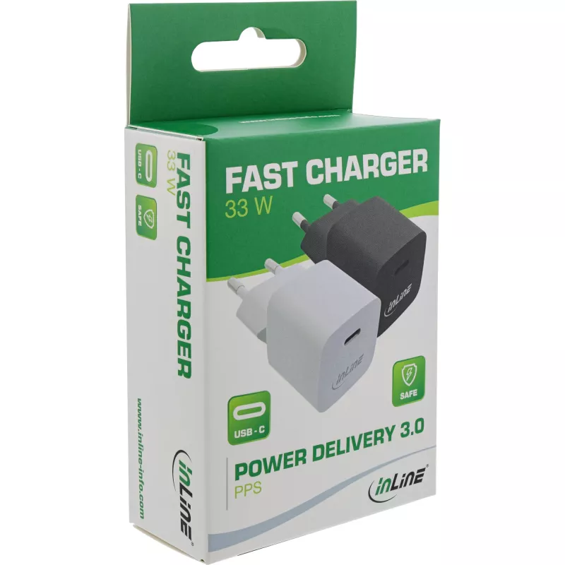 USB įkroviklis InLine 31501C vienas USB-C 33 W maitinimo tiekimas PPS baltas