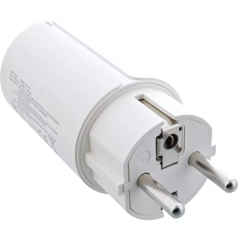 InLine USB PD maitinimo šaltinis, GaN įkroviklis, 3 prievadų, dvigubas USB-C + USB-A, 65 W, baltas