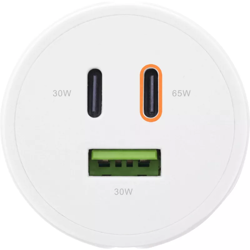 InLine USB PD maitinimo šaltinis, GaN įkroviklis, 3 prievadų, dvigubas USB-C + USB-A, 65 W, baltas