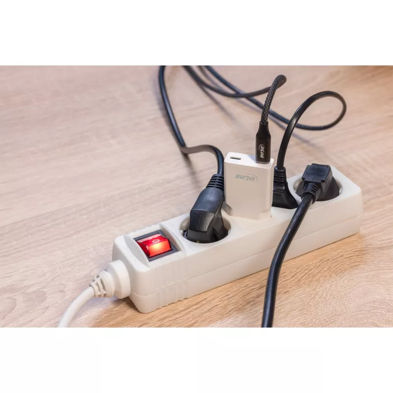 InLine USB maitinimo šaltinis įkroviklis Dvigubas USB-C, PD, PPS, 30 W, baltas