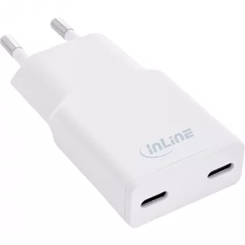 InLine USB maitinimo šaltinis įkroviklis Dvigubas USB-C, PD, PPS, 30 W, baltas