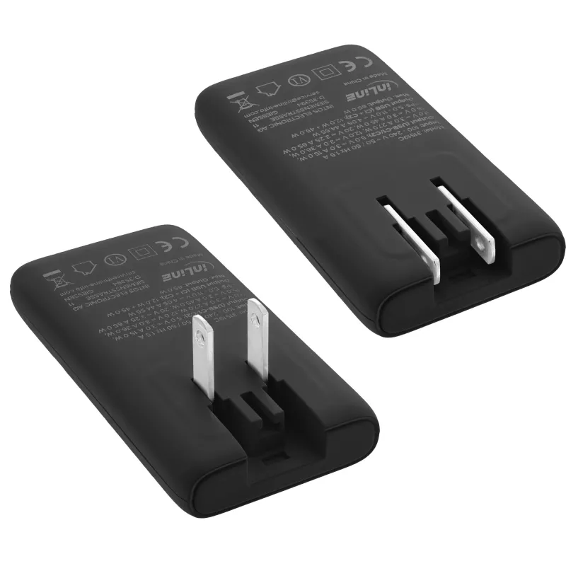 USB maitinimo adapteris InLine 31519B dvigubas USB-C 65W maitinimo adapteris su dviem USB-C prievadais