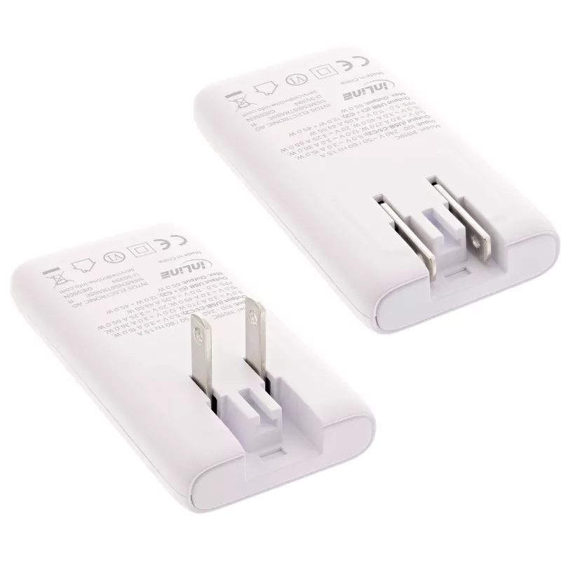 USB maitinimo tiekimo įkroviklis InLine 31519C Dual USB-C 65 W – du USB-C prievadai, 65 W bendra išėjimo galia