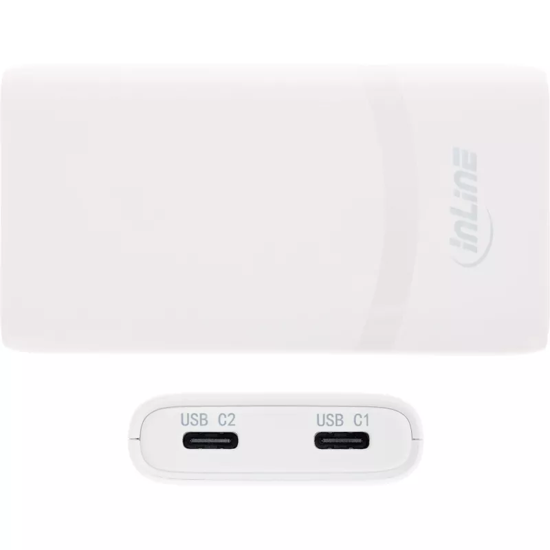USB maitinimo tiekimo įkroviklis InLine 31519C Dual USB-C 65 W – du USB-C prievadai, 65 W bendra išėjimo galia