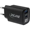 InLine USB PD maitinimo blokas, GaN įkroviklis, 2 prievadų, USB-C + USB-A, 30 W, su ekranu