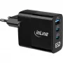 InLine USB PD maitinimo blokas, GaN įkroviklis, 3 prievadų, USB-C + USB-A, 65 W, su ekranu