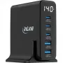 InLine USB PD maitinimo šaltinis, GaN įkroviklis, 5 prievadų, USB-C + USB-A, 140 W, su ekranu