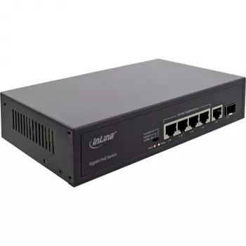 Nevaldomas komutatorius InLine PoE+ Gigabitinis tinklo komutatorius 5 prievadų 4x PoE+ 1xSFP 1Gb/s stalinis