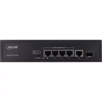Nevaldomas komutatorius InLine PoE+ Gigabitinis tinklo komutatorius 5 prievadų 4x PoE+ 1xSFP 1Gb/s stalinis