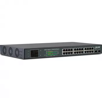 InLine PoE+ Gigabitinis tinklo komutatorius, 24 prievadai, 1 Gb/s, 2xSFP, 19 colių 1U (su laikikliais)