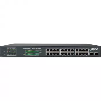 InLine PoE+ Gigabitinis tinklo komutatorius, 24 prievadai, 1 Gb/s, 2xSFP, 19 colių 1U (su laikikliais)