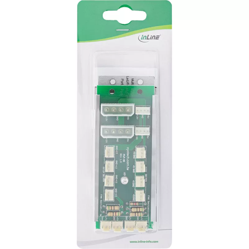 InLine Multi Port Panel 2x Molex 4 Pin į 12 x 3 Pin ventiliatoriaus jungtis 12 ventiliatorių
