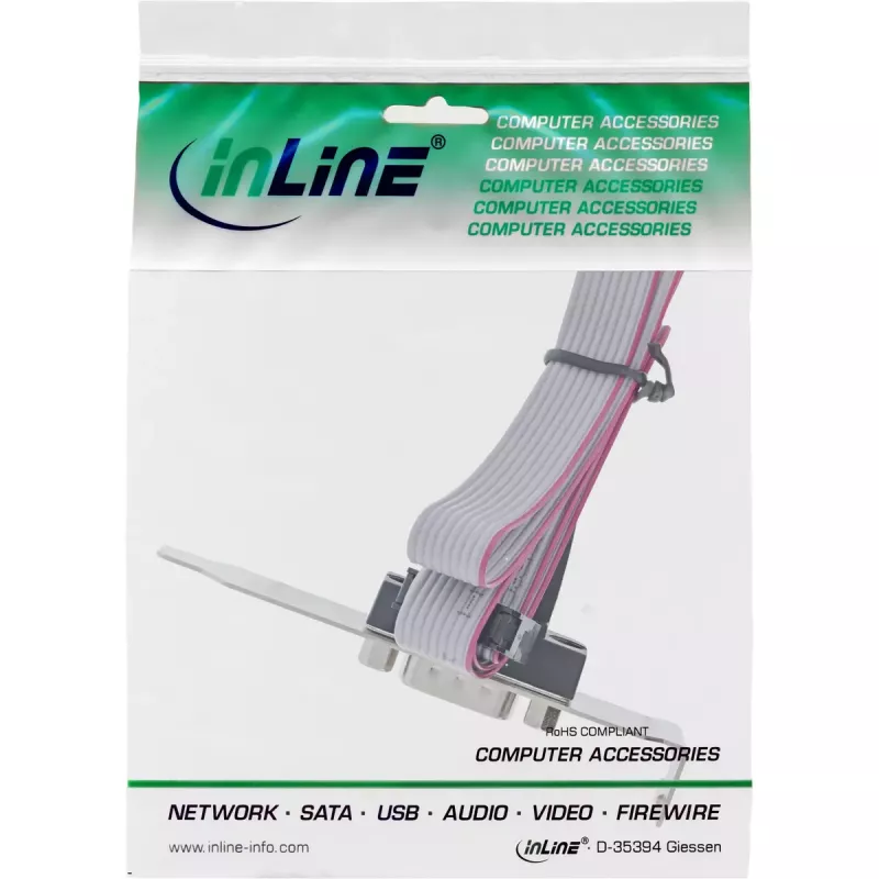 InLine Slot Bracket DB9 patinas į 10 kontaktų vidinę jungtį tiesiogiai 1:1 0,6 m