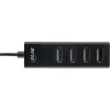 InLine USB 2.0 4 prievadų šakotuvas, Type-A kištukas į 4x Type-A lizdus, juodas, 30 cm, plonas