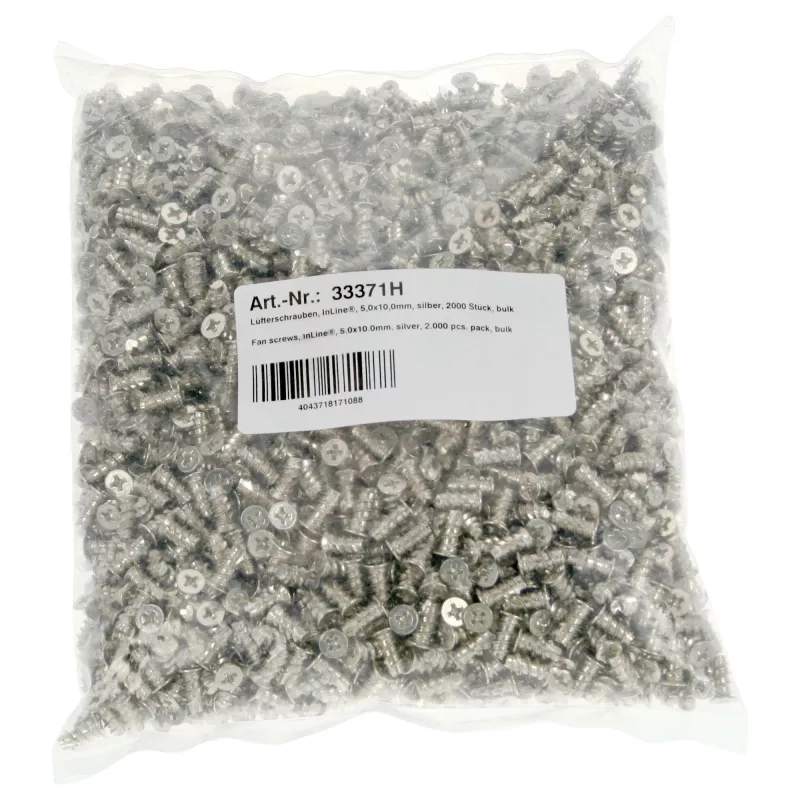 InLine ventiliatoriaus varžtai 5,0x10,0 mm sidabriniai 2 000 vnt. pakuotė